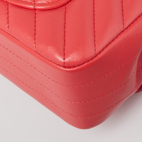 Chanel Pink Chevron Quilted Lambskin Leather Classic Mini Rectangular - Picture 4 of 9